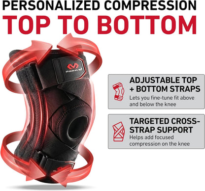 Knee Brace Support with Side Stays, Compression Knee Sleeve & Cross Straps for Patellar Tendon Support, Tendonitis, Arthritis Pain Relief, Recovery, Knee Brace for Men and Women