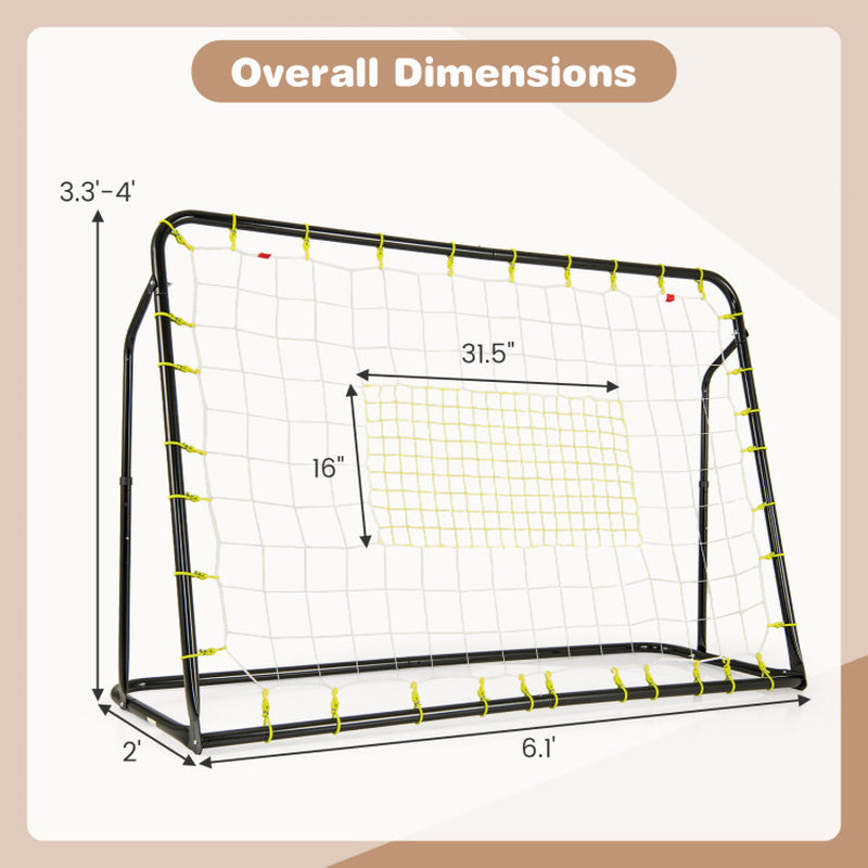 2-In-1 Kids Soccer Rebounder and Soccer Goal with Adjustable Height