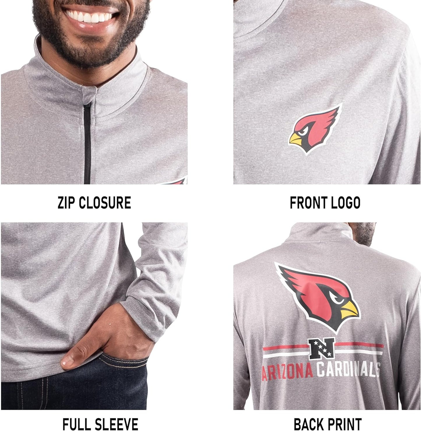 Men'S NFL Official Super Soft Quarter Zip Long Sleeve T-Shirt