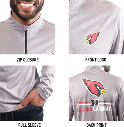 Men'S NFL Official Super Soft Quarter Zip Long Sleeve T-Shirt