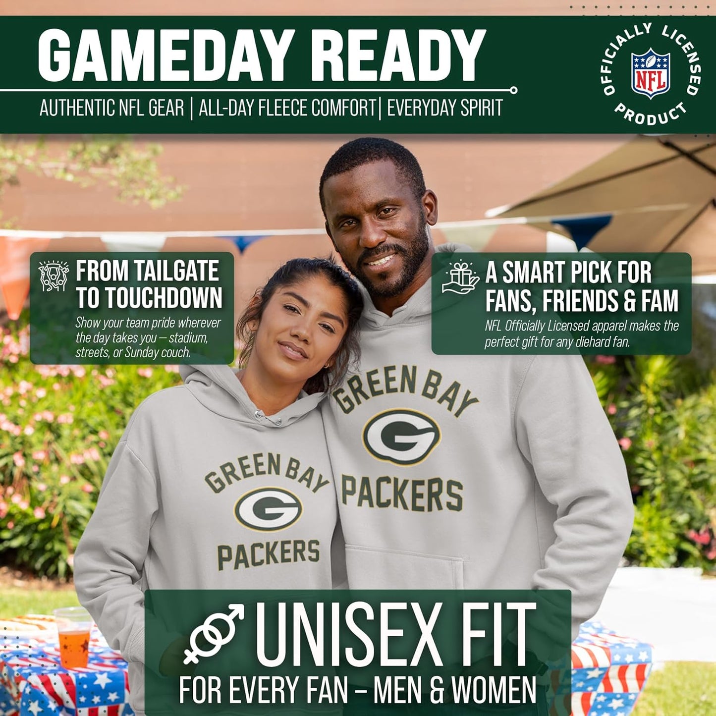 NFL Gameday Hoodie Pullover Sweatshirt for Men and Women | Officially Licensed NFL Gameday Fleece Pullover - Kangaroo Pocket, Ribbed Cuffs, Drawstring Hood, Unisex Fit