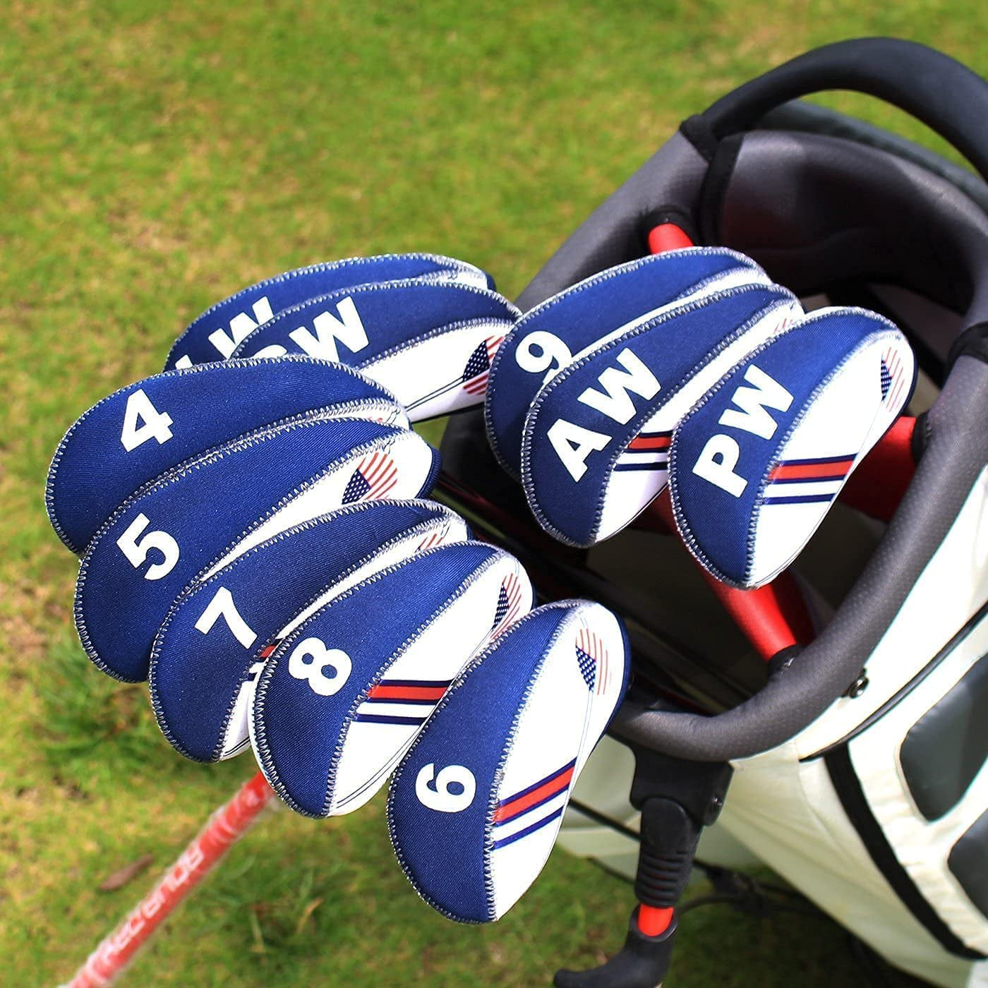 Golf Iron Head Covers 10Pcs Neoprene USA Flag Golf Club Protector Multi Color Golf Club Protector